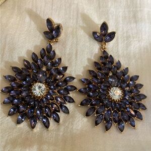 Purple Party Earrings Jeweled Chandelier‎ for Pierced Ears